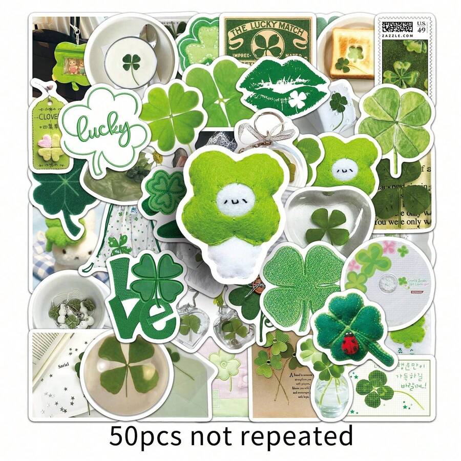 50 Clover Ins Wind Graffiti Stickers Personality Hot  Small Fresh Goo Card Decorative Water Cup DIY Stickers, Halloween, Back To School Label Processing Stickers