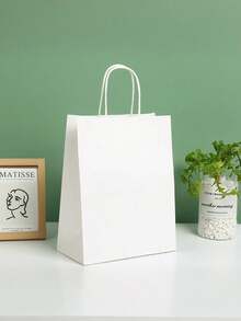 20 pezzi Sacchetti di carta kraft pura bianca, sacchetti della spesa in carta kraft, sacchetti regalo in carta kraft, sacchetti regalo per compleanni, sacchetti con manici, adatti per piccole imprese, shopping, al dettaglio, feste, merci, regali (sacchetti regalo stagionali per Natale, Ognissanti, Ritorno a Scuola) - Bianco - Visualizzare 3