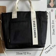 Bolso de tote con múltiples bolsillos, bolso de hombro portátil para viajes y trabajo, bolso cruzado de lona Oxford resistente, mochila de estudiante, bolso para tutoría - Multicolor - Ver 11