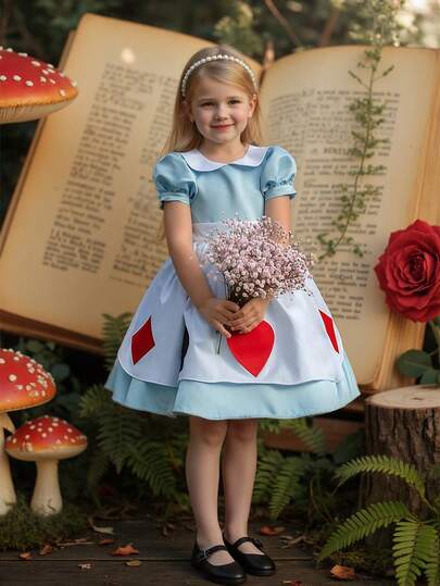 小女孩万圣节连衣裙，公主裙适合女孩生日派对、重要场合、节日和庆典