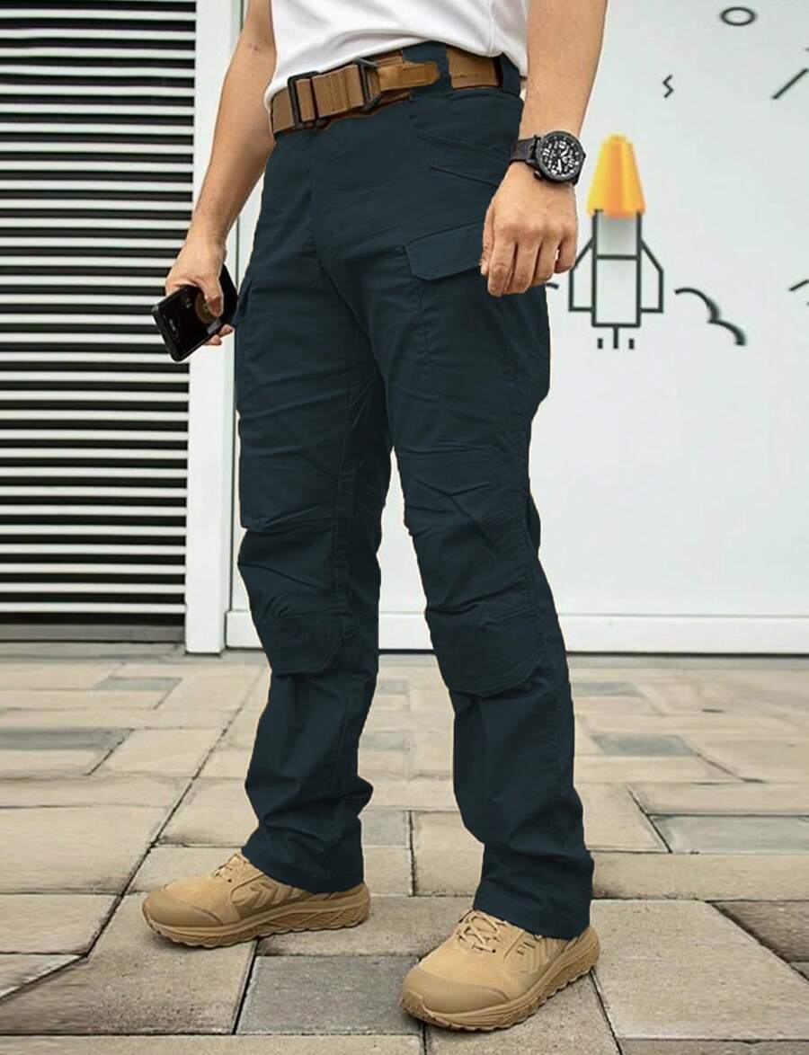 Mens Waterproof Cargo Pants Elastic Multiple Pocket Military Male Trousers Outdoor Joggers Pant Plus Size Tactical Pants Men - 灰色 - 查看 1