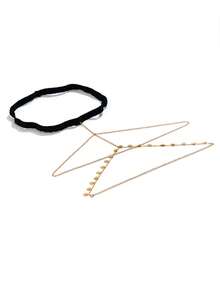 Simple Double-Layer Sequin Tassel Thigh Chain, Female Sexy Elastic Chain, Geometric Body Chain