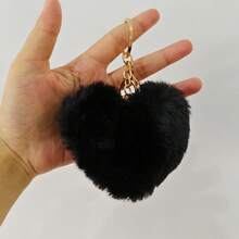 4pcs Set Heart Plush Bag Pendant Charm,Pompom Keychain,Cute Multicolor Keyring For Backpack Wallet Coin Purse