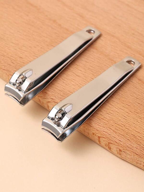 2pcs Classic Stainless Steel Nail Clippers, Heavy Duty Large Nail Trimmer, Manicure Tools, Easily Trim Thick Nails On Fingers And Toes, High Quality And Durable, Suitable For Commercial And Home Use, Unisex