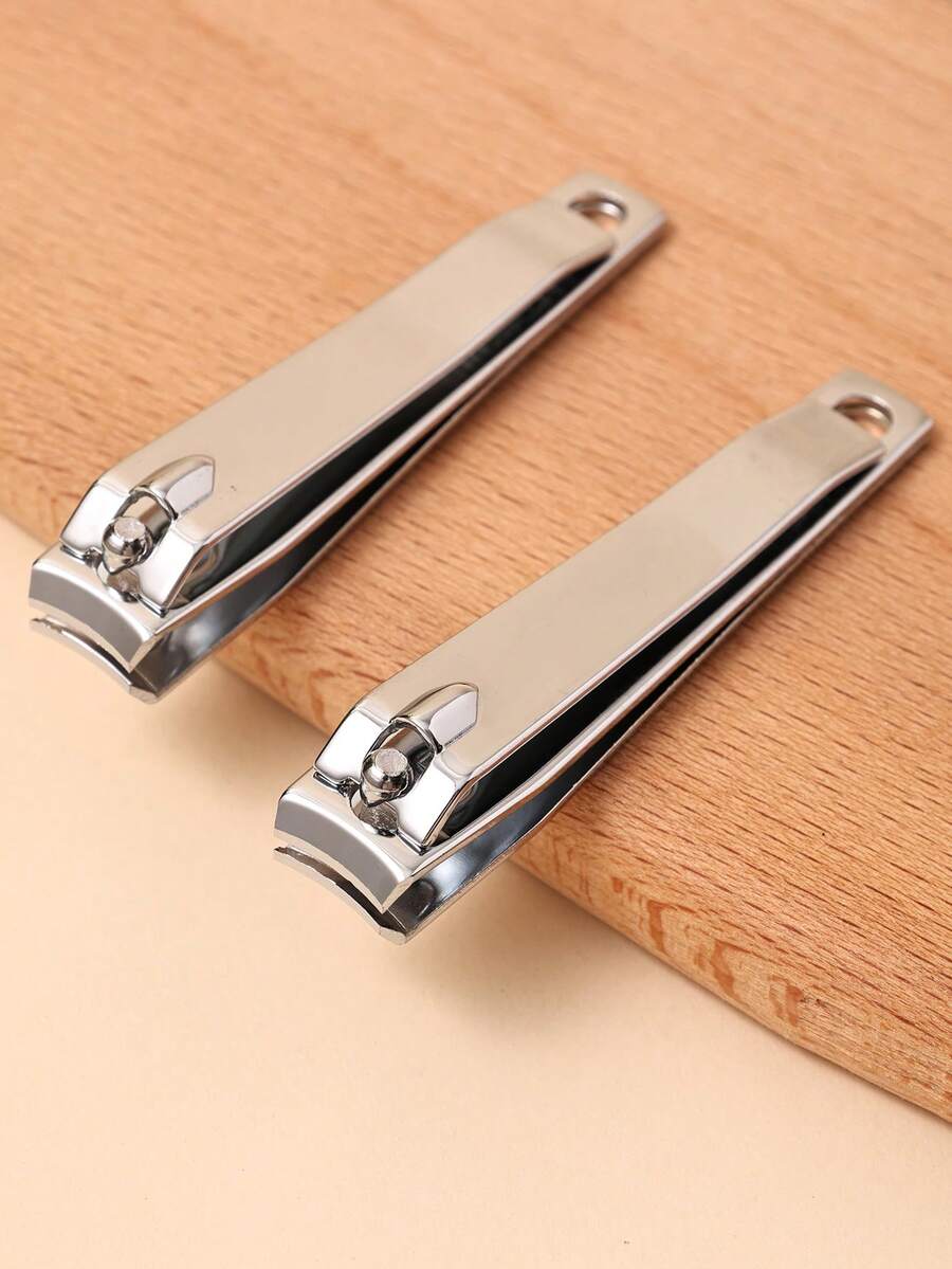 2pcs Classic Stainless Steel Nail Clippers, Heavy Duty Large Nail Trimmer, Manicure Tools, Easily Trim Thick Nails On Fingers And Toes, High Quality And Durable, Suitable For Commercial And Home Use, Unisex - Silver - View 1