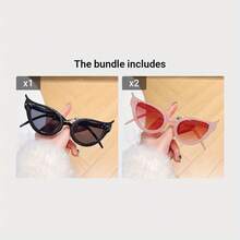 1 Pair Of Women's Cat Eye Y2K Fashion Glasses - Black - View 8