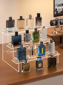 1pc Acrylic Cosmetic Storage Rack, Perfume, Skincare, Cosmetics Staircase Display Rack Multi-Layer Cosmetic Storage Rack, Perfume Display Rack, Cosmetic Beauty Tools Display Rack, Reinforced Thickened Trapezoidal Display Rack, Suitable For Living Room, Bathroom, Bedroom, Home Decoration