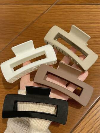 1-4 piezas Pinzas para el cabello de mujer de 10 cm/3,94 pulgadas de plástico ligero en negro, blanco y marrón, de gran tamaño y cuadradas. Accesorios de moda versátiles, elegantes y elegantes para el cabello, adecuados para salidas diarias, lavado de cara, baño, maquillaje y combinación de atuendos. Pinzas para el cabello de moda de otoño para mujer, pinzas para el cabello de invierno para atuendos de vacaciones