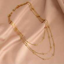 1 件不锈钢金链堆叠多层项链优雅珠链锁骨链 - 彩色 - 查看 3