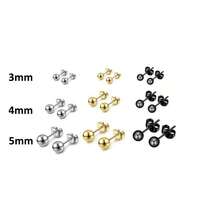 3-8 毫米 1 对银球耳钉，316L 不锈钢防过敏耳钉，简约风格适合男士、女士、青年，钛钢耳环，节日礼物 - 銀色 - 查看 19