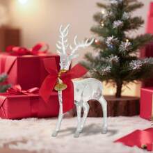 2 Pcs Christmas Reindeer Acrylic Decoration Creative White Elk Tabletop Ornament For Party Festive Decor