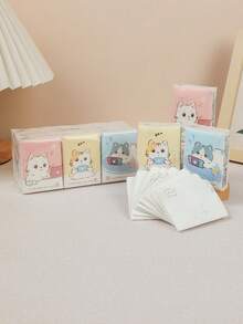 144pcs/72pcs/24pcs/8pcs Colorful Cat Print Natural Woodpulp Handkerchief Tissues, Suitable For Daily Life Cleaning,Kitchen,Bathroom,Home,Household Supplies - Multicolor - View 3