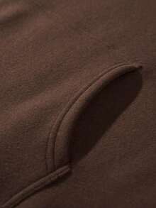 Sudadera con capucha holgada con cordón, estampado de brújula y alas, estilo casual para hombre, otoño/invierno - Marrón - Ver 3