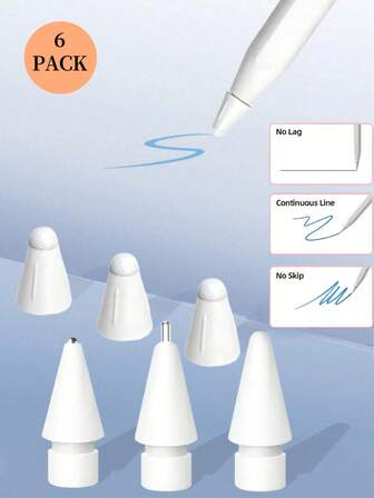 6 件升级保护套兼容 Apple Pencil 笔尖 适合纸质屏幕保护膜、降噪配件兼容 Apple Pencil 第二代/第一代/Pro/USB-C IPencil 笔尖