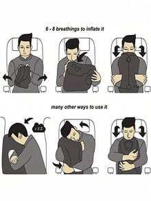 1 件飞机用充气旅行枕，睡眠用颈部气枕，旅行枕，便携式头部颈部休息充气枕，避免颈部和肩部疼痛，舒适的头颈腰部支撑枕，用于飞机、汽车、公共汽车和办公室