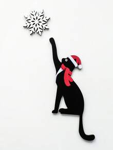 1 Stück Weihnachts-Schwarze-Katze Türdekoration, Weihnachtsmann Mütze Schal Schneeflocken Muster, Feiertags Türrahmen Dekoration, Haustier-Themen Feiertags Dekoration, Einzigartige Winter Heim Dekoration, Weihnachtsdekoration, Zimmer Dekoration - Verschiedenfarbig - Übersicht 10