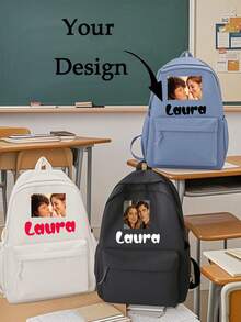 Customization Cute Student Backpack, Customized Name, Classic Simple Y2k Large Capacity Backpack School Bag Suitable, Very Suitable For Outdoor, Travel And Back To School School Bag Portable, Multi-Functional School Supplies, School Backpack High School, Junior High School, Work, Outdoor, Sports, Shopping Suitable For College Students, Suitable For School Students