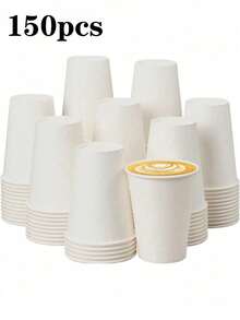 100pcs White Thick Paper Cups, Disposable Milk Tea Coffee Cups With Lids, Colorful Disposable Kraft Paper Cups, Double-Layer Insulated Disposable Coffee/Milk Tea Paper Cups, Suitable For Holidays, Parties, Christmas Parties - Multicolor - View 11