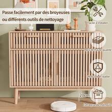 Mueble de cocina, cómoda con 4 puertas, aparador 100x35x80 cm, cómoda estrecha, aparador, mueble para salón dormitorio