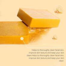 Lemon Turmeric Kojic Acid Soap,Natural Turmeric Root Extract Soap, With Dual Effects Of Oil Control And Moisturizing, Brings A Refreshing And Clean Feeling To Both Men And Women - Màu vàng - Xem 3