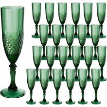 Plastic Champagne Flutes, Dark Green Plastic Wine Glasses Goblets Reusable Champagne Flute For Weddings, Bachelor Parties, Toasting, And Events - Giáng sinh xanh - Xem 9