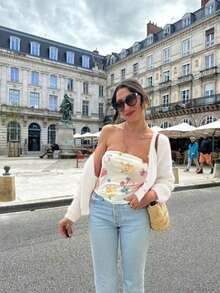 LUBI Basic Loose Fit V-Neck Cardigan, Relaxed Silhouette, Soft Knit Fabric, Solid Color, Casual Wear For Spring, Autumn & Winter, Suitable For Daily, Commute, Afternoon Tea, Travel - Beige - View 3