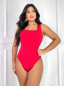 Kit 4 Basic Bodysuits Square Neckline Wide Straps Versatile Shapewear Casual Suplex Basic Gringa Blogger Fashion - RED-cOFFEE-wHITE-bLACK - View 2