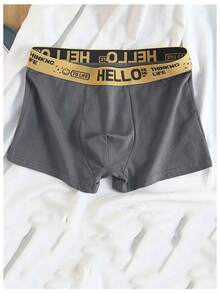 5 Pieces Men's Soft Stretch Underwear With 'HELLO' Waistband - Breathable Polyester Blend, Medium Elasticity Comfortable, Machine Washable, Multi-Color Casual Sports Underwear, Daily Comfortable, Fashionable Underwear, Comfortable Fit,A Best Gift For Him