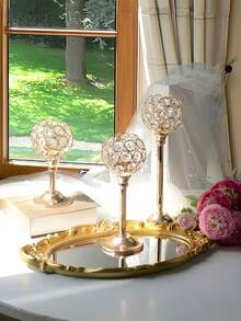 Set Of 3 Gold Crystal Bowl Candlestick Holders Metal Crystal Tealight Candelabras, Tall Crystal Votive Candlesticks Elegant Crystal Candle Stand For Dining Table Centerpiece Wedding Candle Decor,Room Decor,Gifts Birthday Graduation - Nhiều màu - Xem 5