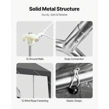 Carport, 10 X 20 FT Outdoor Car Canopy, Potable Carport, Heavy Duty Galvanized Car Shelter, UV-Resistant & Water-Resistant, All-Season Protection, Storage Shed For Car Boat Motorcycle Grey - Grey - View 5