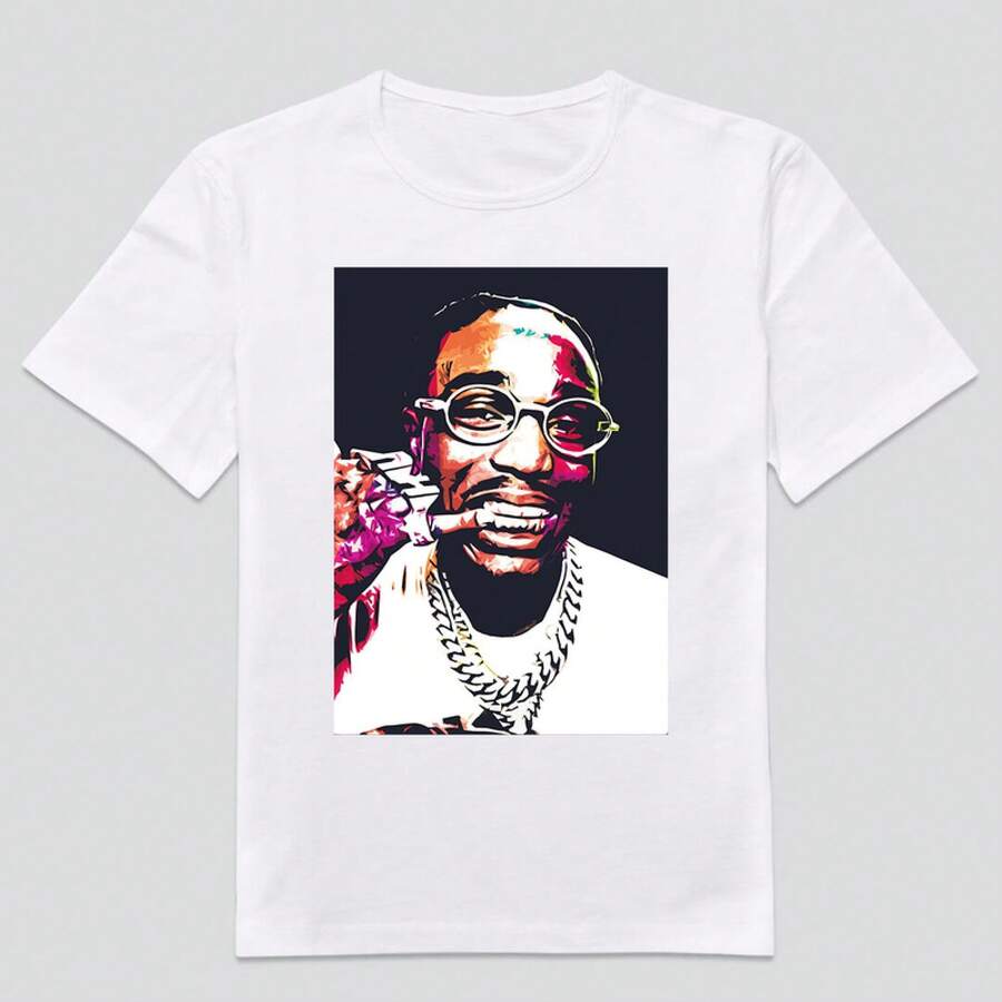 CAMISETA PERSONALIZADA QUAVO RAPPER MÚSICA HIP HOP R&B CAMISETA VINTAGE ARTISTA POP - Blanco - Ver 1