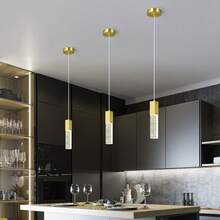 YQYYFC Modern Crystal Pendant Lights - Dimmable LED 4500K Gold Hanging Light Fixture For Kitchen Island & Bedroom, Mini Bubble Design - 金色 - 查看 2