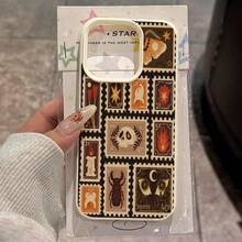 1pc Vintage Skull & Insect Stamp Pattern TPU Phone Case, Compatible With IPhone/ Phones - White - View 3
