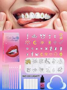 novani 115pcs Tooth Gem Kit, Fashionable DIY Teeth Jewelry With Shiny Crystals, Tooth Gems Decoration Starter Kit, Teeth Gems Kit(No Uv Light)