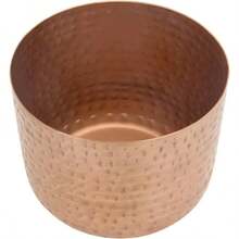 6 Inch Copper Tone Metal Plant Pot With Hammered Design, Decorative Small Succulent Planter - Handcrafted In India - Copper - View 6