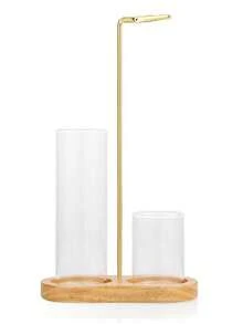 2 in 1 Portaincenso per bastoncini, Bruciatore di incenso anti-cenere con raccoglitore di cenere in vetro e organizzatore di bastoncini di incenso per meditazione, yoga, spa, decorazione della casa