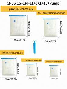 4/6/8 件超大真空袋套装，40X60 厘米，密封压缩收纳袋，适用于衣物、床上用品、宿舍、衣柜和搬家，含 1 个手动泵 - 彩色 - 查看 24