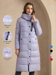 ZIAI Áo khoác có mũ trùm đầu có chi tiết vá - Màu Lilac Tím - Xem 2