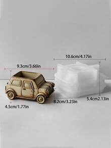 1 件硅胶卡通车辆模具（汽车/公共汽车/老式露营车）- 适用于水泥多肉植物花盆、储物盒、烛杯/烛台和混凝土/石膏/粘土工艺品，可重复使用且形状不对称，是理想的圣诞节/生日礼物 - 白色 - 查看 8