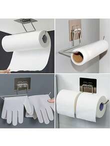 1 Piece Stainless Steel Heavy-Duty Wall-Mounted Paper Towel Holder (No Drilling Required) – Space-Saving, Drill-Free Installation, Modern Minimalist Design For Bathroom Storage, Suitable For Kitchen, Bathroom, Office, Restaurant – Easy To Install, Dual Function As Towel Rack & Towel Hook – Adhesive-Backed, Wall-Mounted, Ideal For Small Spaces, Durable Structure, Perfect For Apartment Living