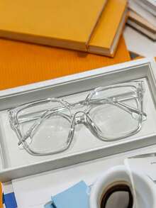 3pcs Women Leopard Print Bohemian PC (Polycarbonate) Square Oversized Transparent Eyeglasses, All Seasons