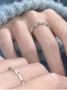 1 Stück stilvoller Edelstahl einfacher verdrehter Strass Dekor offener Ring