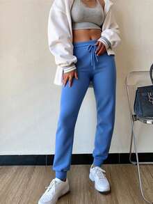 PANTALON PANTS CASUAL LISO PARA USO DIARIO COMODO O PARA HACER EJERCICIO    F1IN2 - Azul - Ver 2