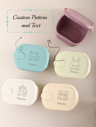 1 pièce Boîte de conservation d'aliments pour bébé en silicone avec motif et nom personnalisés, boîte à collation étanche de 300 ml, boîte à lunch bento pour enfants, compatible micro-ondes et congélateur