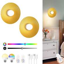 Rechargeable Battery Powered Wall Lamp, Iron Art Cordless Wall Light Set With Remote Control, 2000mAh Dimmable Detachable Rechargeable Bulb, 15-Color Wall Lamp For Bedroom, Living Room, Corridor, Hotel Decoration