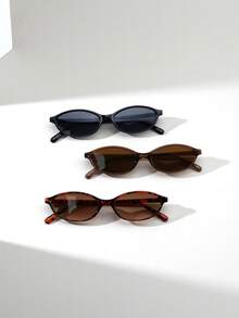 1 Pair Women's Cat Eye Narrow Small Frame PC Ultra-Light Glasses, Retro Versatile For Street Style, Runway, Party, Fashion Eyewear