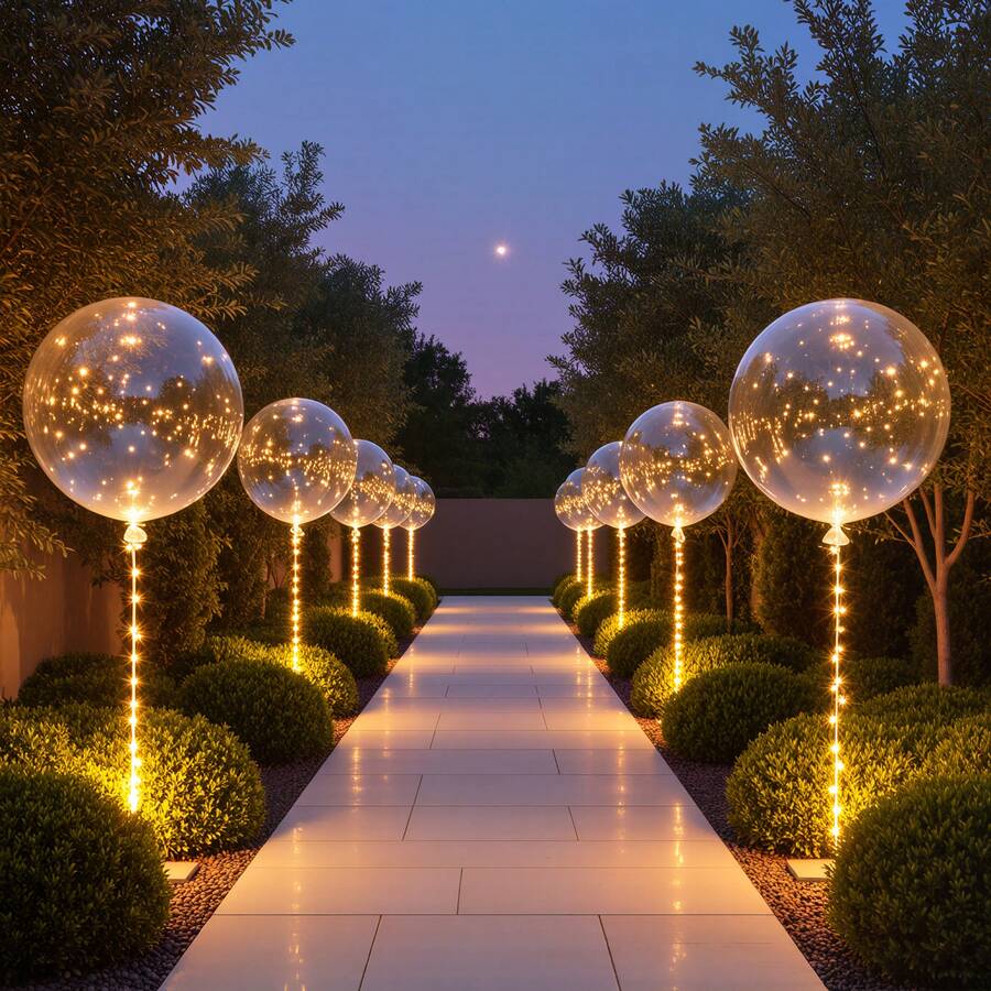10/20 Pack LED Balloons, 24 Inches Light Up Balloons, Clear Helium Bobo Balloons, Glow Bubble With String Lights For Valentines Day, Halloween, Christmas, Wedding, Birthday Party Decoration - 彩色 - 查看 1