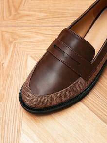 Women's Retro Color Block Round Toe Flat Loafers, Outdoor Casual Shoes For Spring & Autumn - Multicolor - View 7