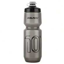 1 szt., 750 ml/25,36 uncji, ustnik z zaworem szczelnym, przenośny, prosty do wyciskania napojów, lekki, plastik PP5, butelka na wodę do jazdy na rowerze, minimalistyczny styl sportowy, czarno-biały/przezroczysty, trójkolorowy, opływowy, rowkowany korpus butelki, uszczelniona blokada wody, odporność na upadki i ciśnienie