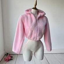 Women Faux Fur Coats - Pink - View 3